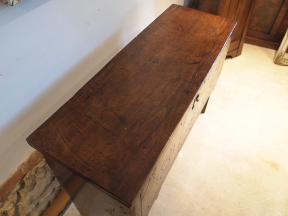 Coffer chest rare full height blanket box Queen Anne Oak six plank c1700 View IV