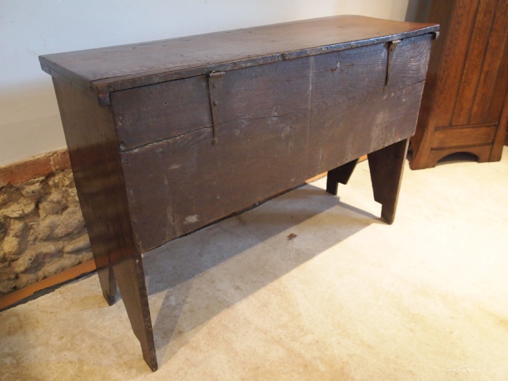 Coffer chest rare full height blanket box Queen Anne Oak six plank c1700 View VII