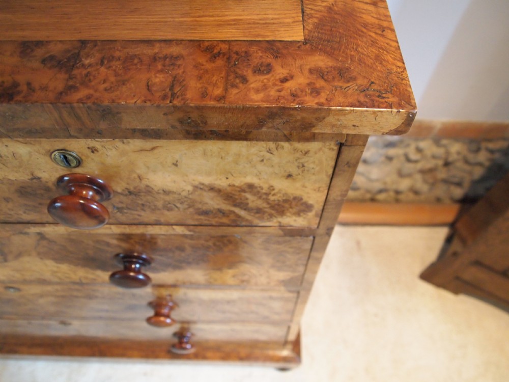 Chest of drawers outstanding very Rare Victorian Burr Oak c1850 View III