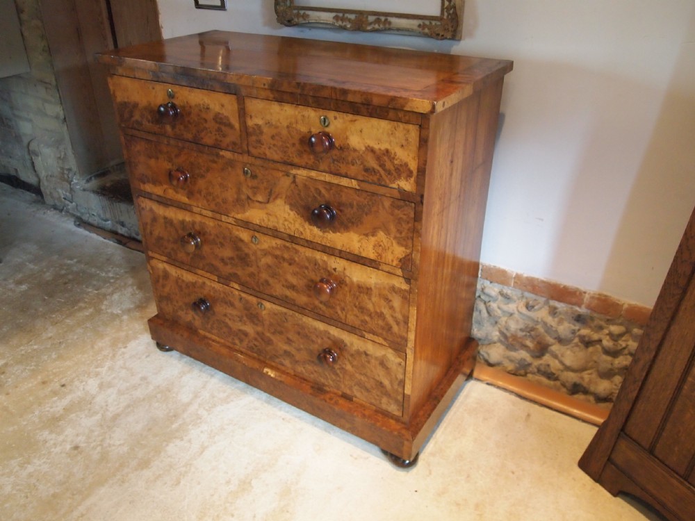 Chest of drawers outstanding very Rare Victorian Burr Oak c1850 View VIII