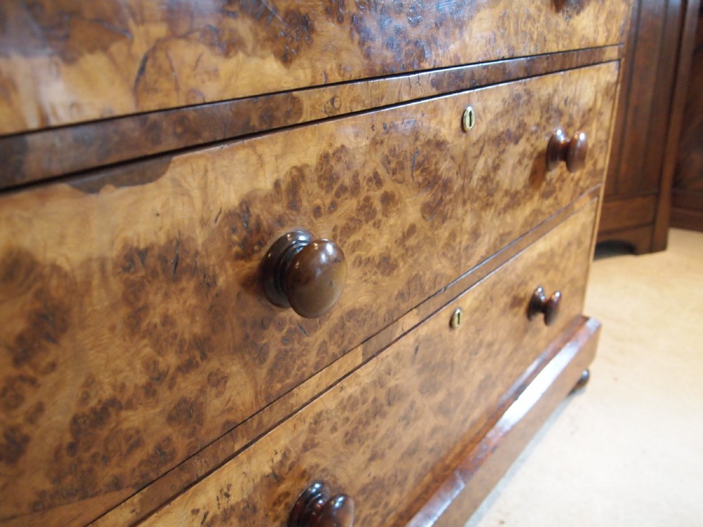 Chest of drawers outstanding very Rare Victorian Burr Oak c1850 View X