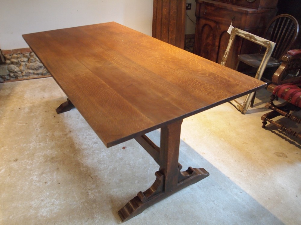 Table stunning Arts and Crafts Oak refectory dining farmhouse c1900