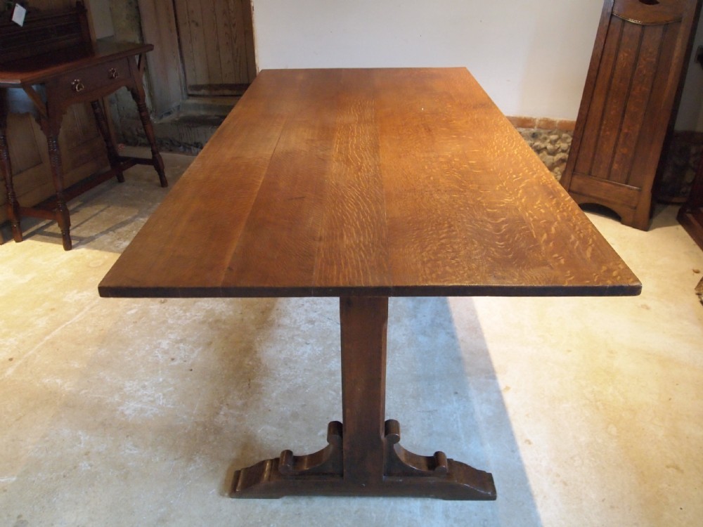Table stunning Arts and Crafts Oak refectory dining farmhouse c1900 View VI