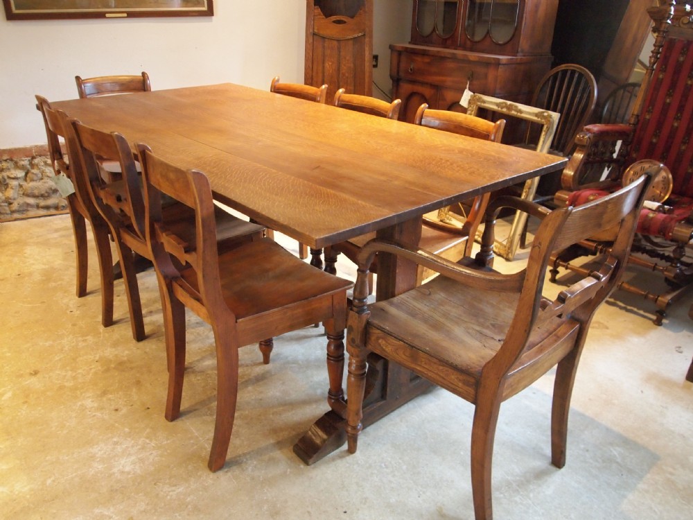Table stunning Arts and Crafts Oak refectory dining farmhouse c1900 View X