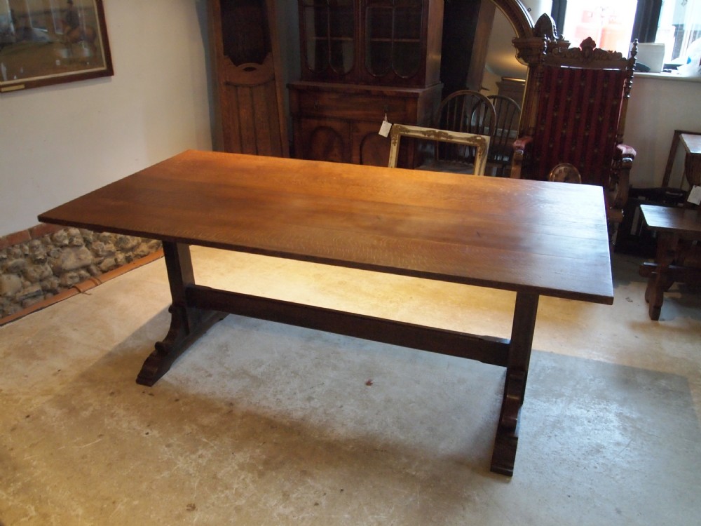 Table stunning Arts and Crafts Oak refectory dining farmhouse c1900 View XI