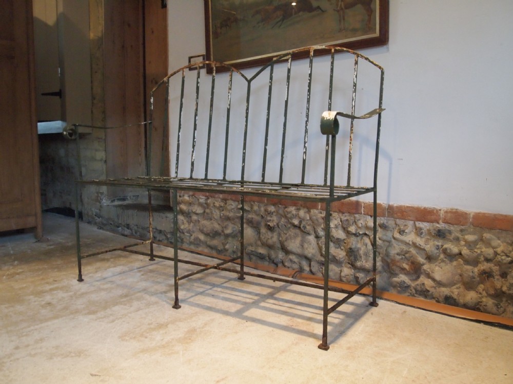 Bench settle garden seat Victorian Strap work c1890 