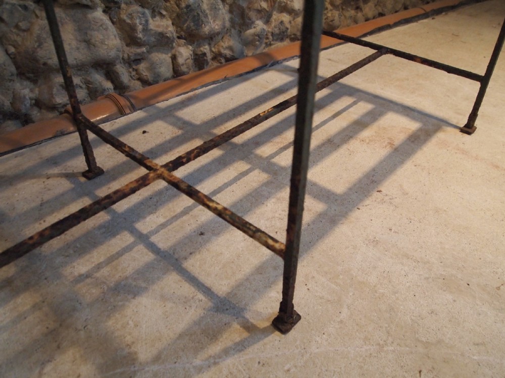 Bench settle garden seat Victorian Strap work c1890  View IV