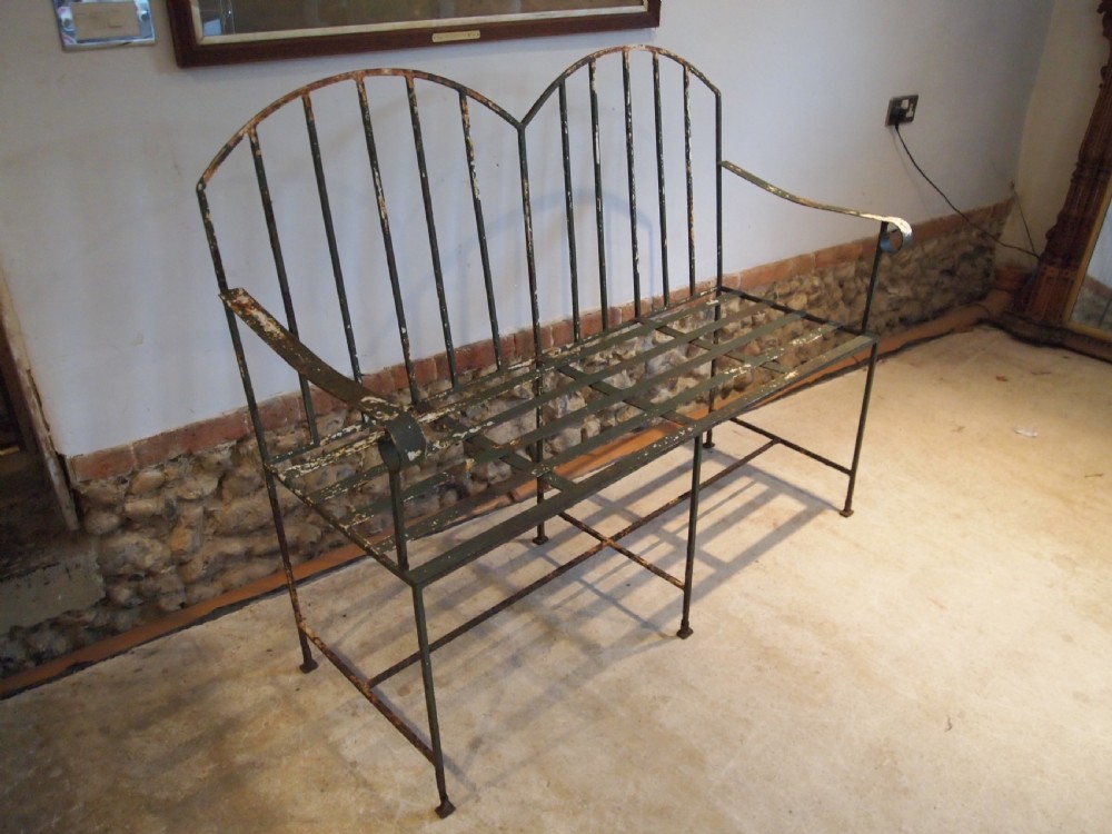 Bench settle garden seat Victorian Strap work c1890  View VI