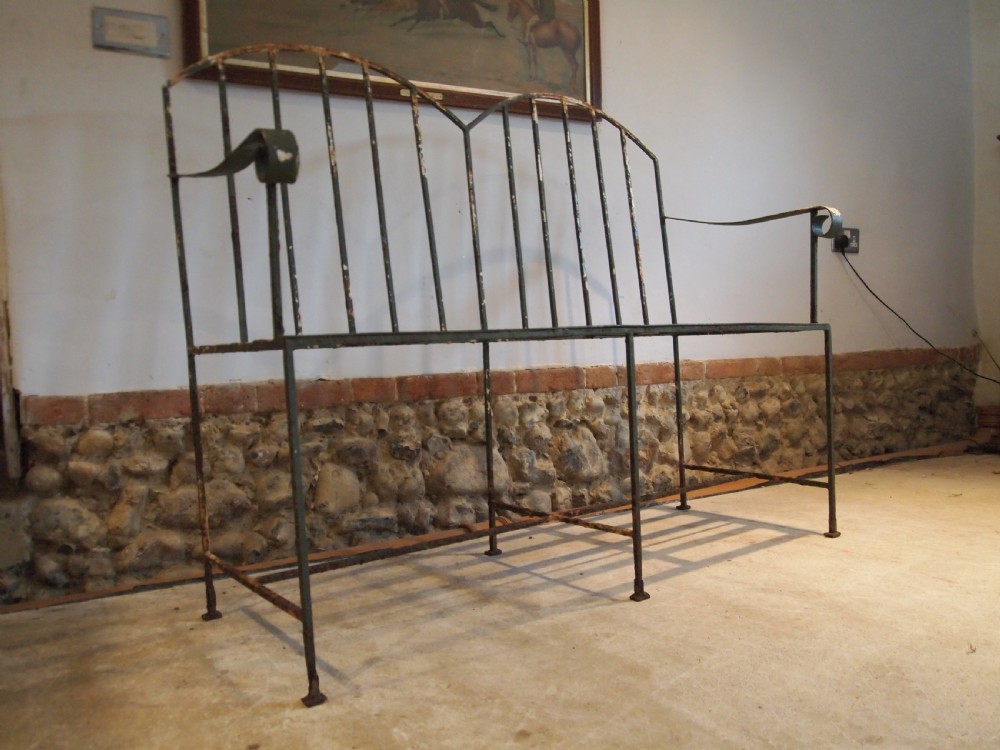 Bench settle garden seat Victorian Strap work c1890  View X