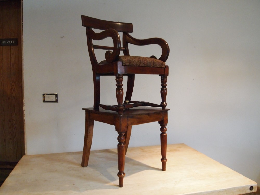 Chair rare William IV Child's Mahogany high chair c1830 View XII