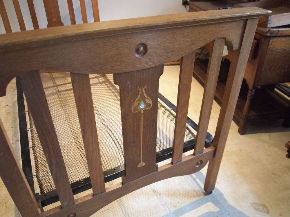 Bed single stunning Arts and Crafts Oak c1900 View IX