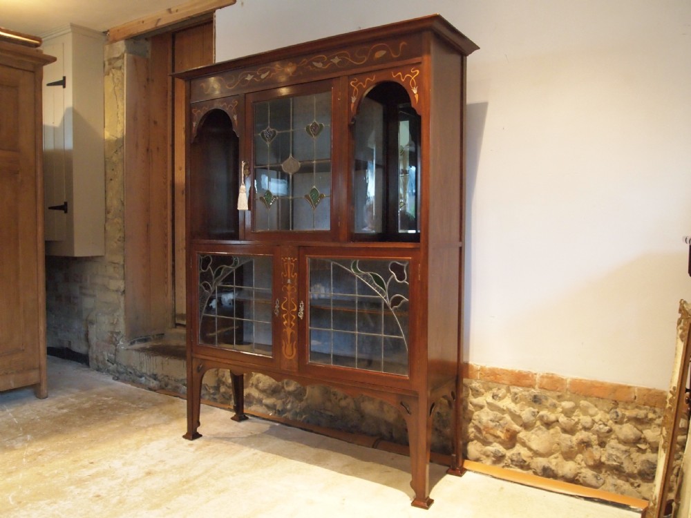 Display cabinet stunning Arts and Crafts Art Nouveau Mahogany c1890