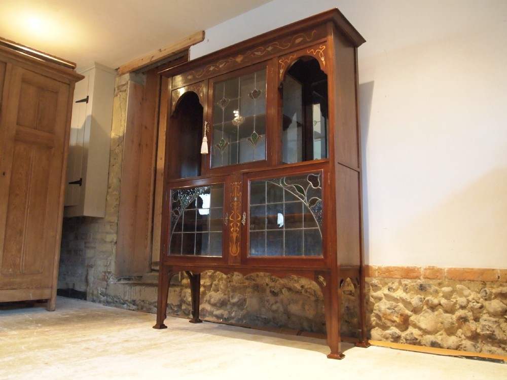 Display cabinet stunning Arts and Crafts Art Nouveau Mahogany c1890 View III
