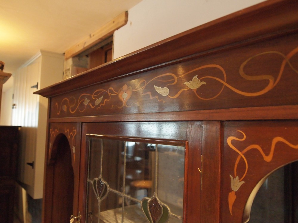 Display cabinet stunning Arts and Crafts Art Nouveau Mahogany c1890 View VIII