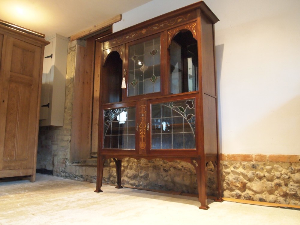 Display cabinet stunning Arts and Crafts Art Nouveau Mahogany c1890 View XII