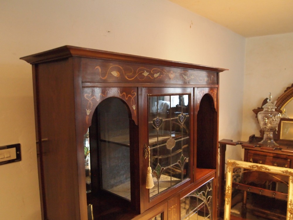 Display cabinet stunning Arts and Crafts Art Nouveau Mahogany c1890 View XVII