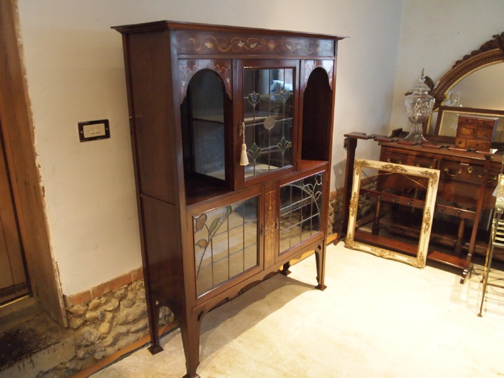 Display cabinet stunning Arts and Crafts Art Nouveau Mahogany c1890 View XVIII