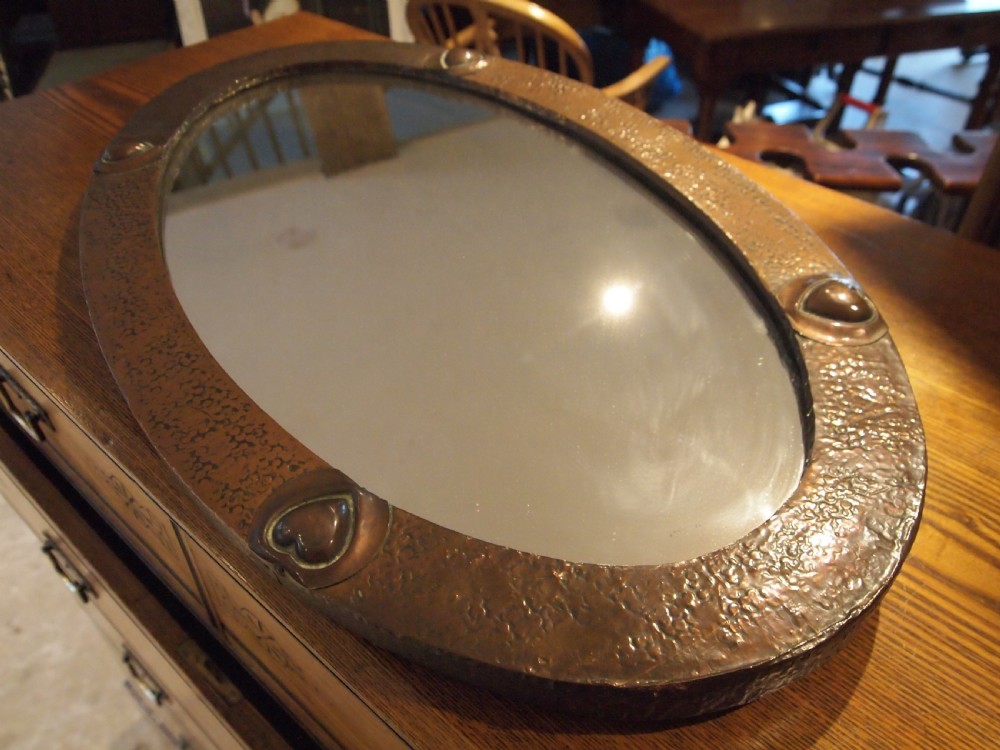 Mirror Rare Arts and Crafts Copper manner of Liberty c1900 View VIII