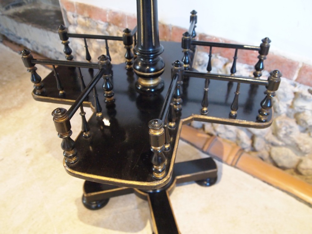 Bookcase revolving book stand table Ebonised Mahogany c1860 View III