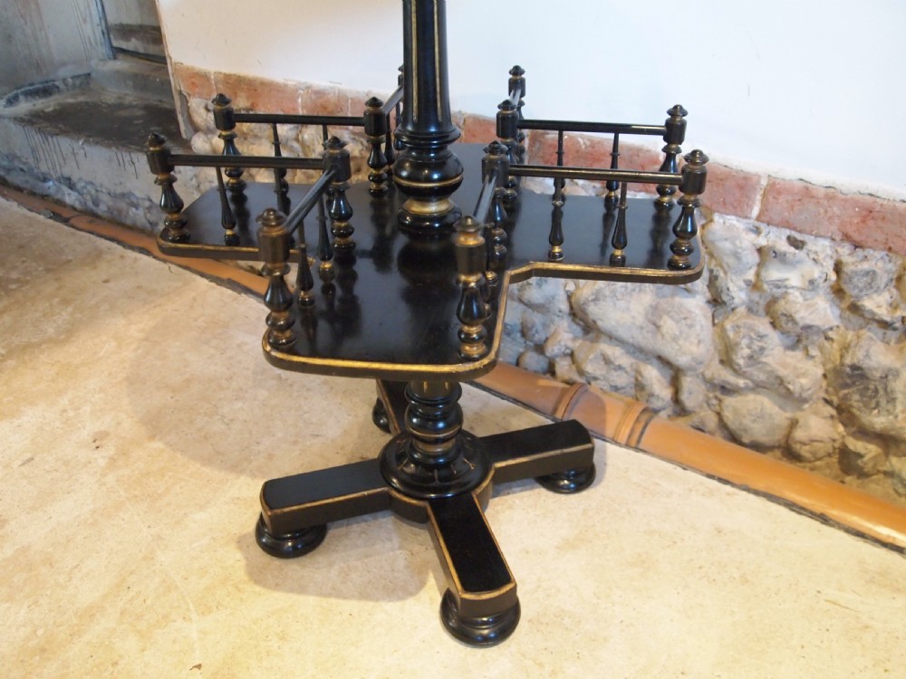 Bookcase revolving book stand table Ebonised Mahogany c1860 View VI