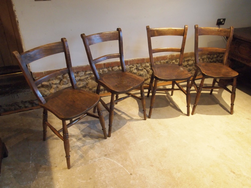 Chairs set of 4 Victorian east Anglian bar back Windsor kitchen c1890 View VI