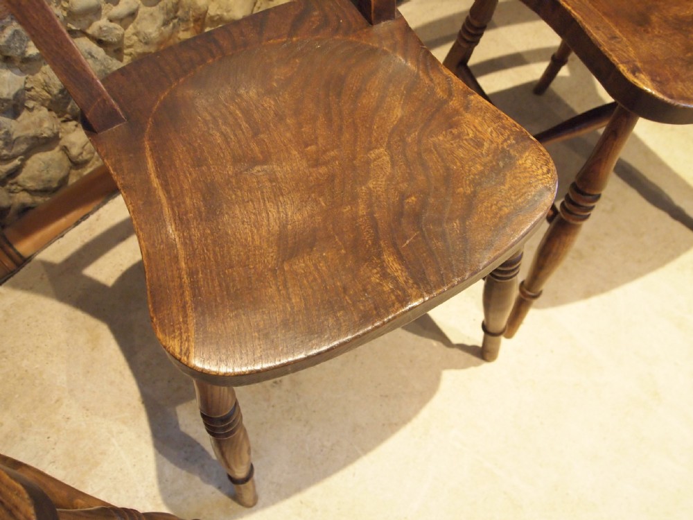 Chairs set of 4 Victorian east Anglian bar back Windsor kitchen c1890 View IX