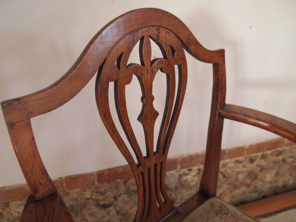 Chair superb George III Elm Chippendale period c1770 View VI