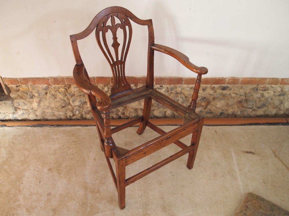 Chair superb George III Elm Chippendale period c1770 View VIII