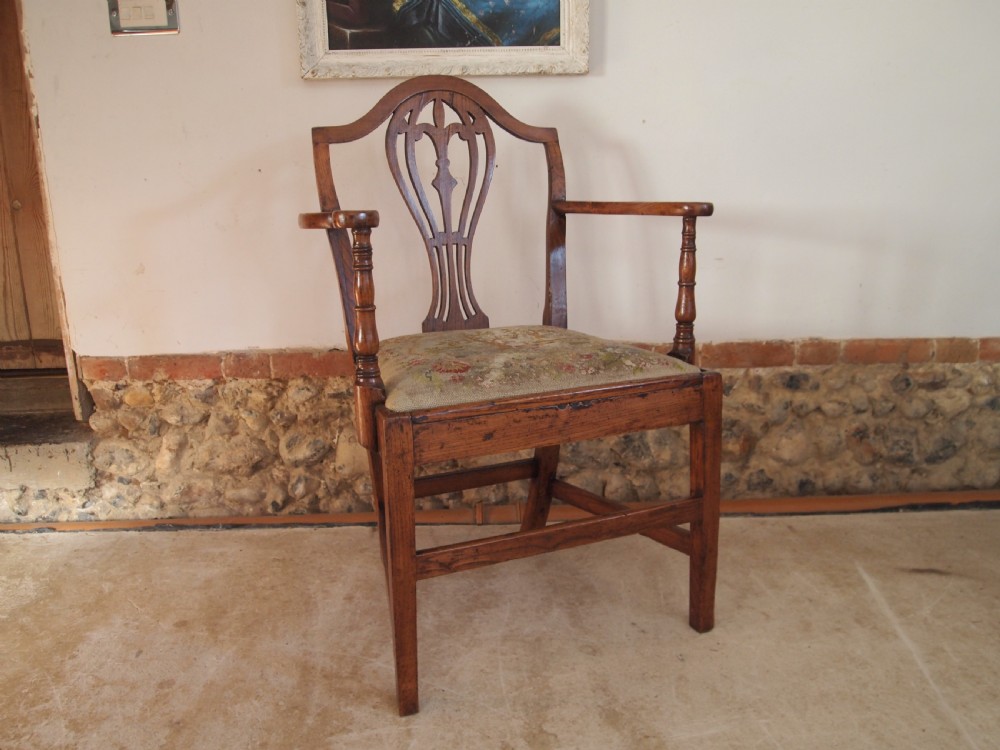 Chair superb George III Elm Chippendale period c1770 View XIII