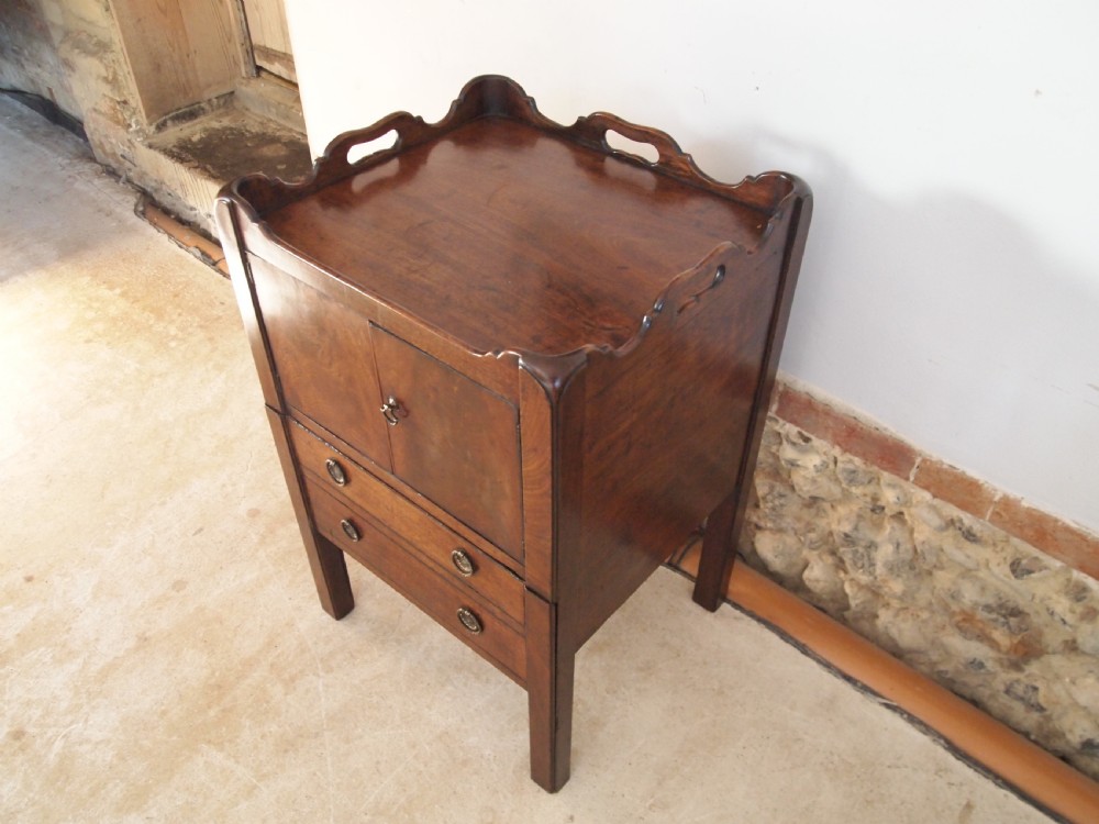 Bedside chest George III Mahogany tray top c1780 View IV