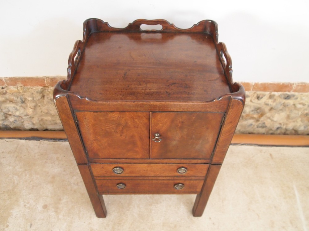 Bedside chest George III Mahogany tray top c1780 View VII