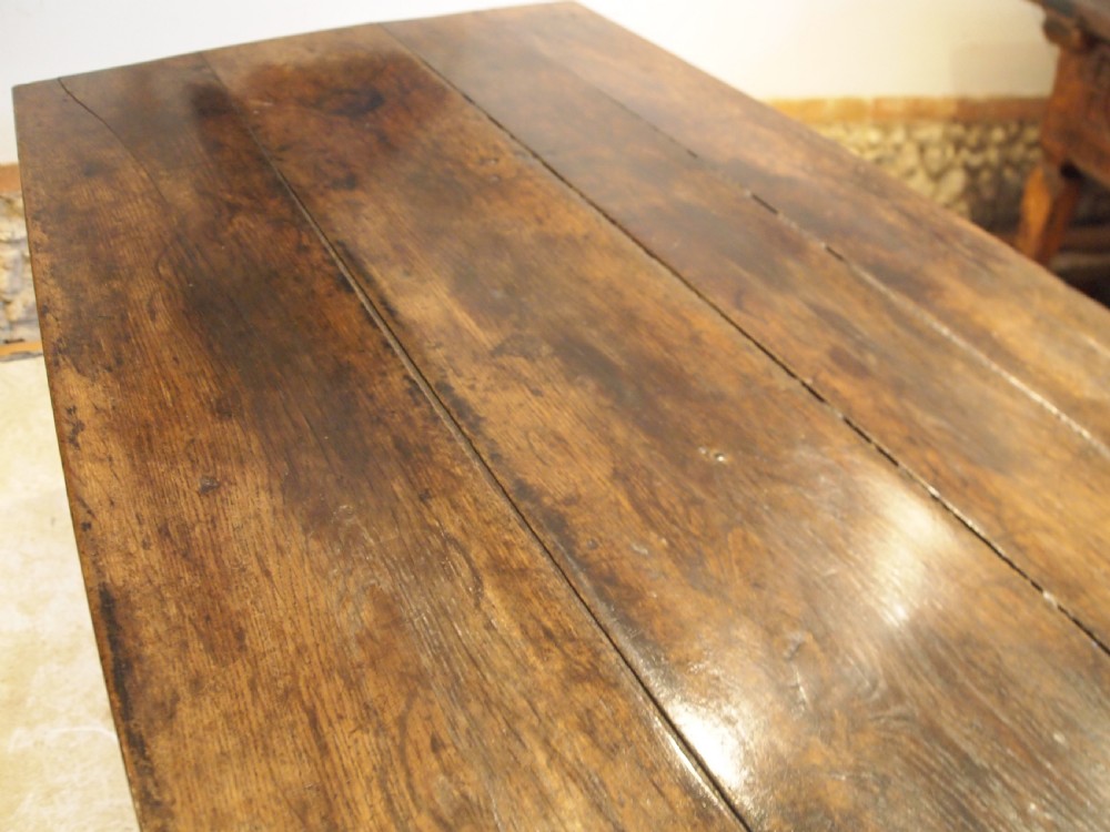 Table rare Oak George III refectory farmhouse dining table c1790 View X