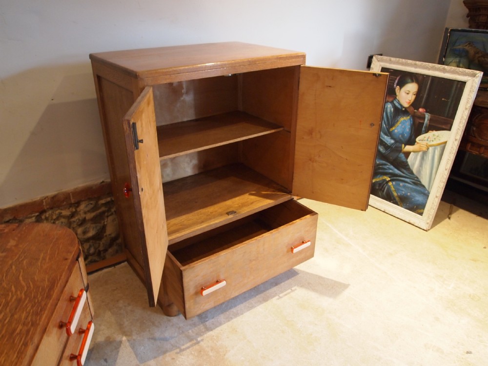 Dressing table & Tallboy Art Deco limed Oak c1925 View IX