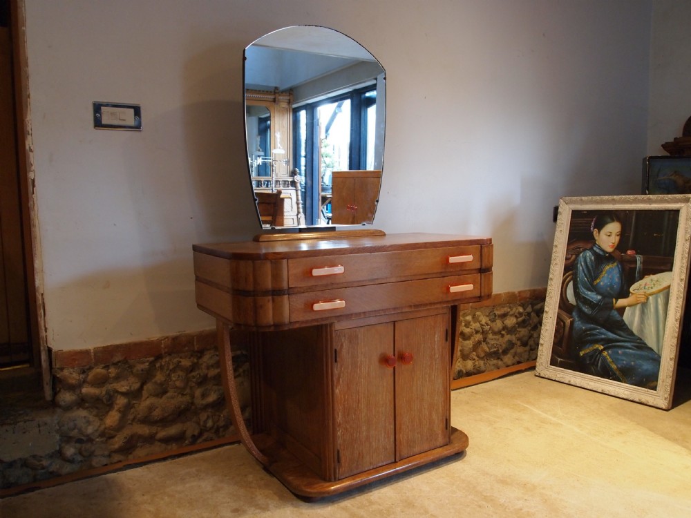 Dressing table & Tallboy Art Deco limed Oak c1925 View XI