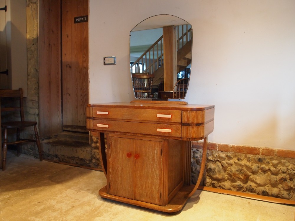 Dressing table & Tallboy Art Deco limed Oak c1925 View XII