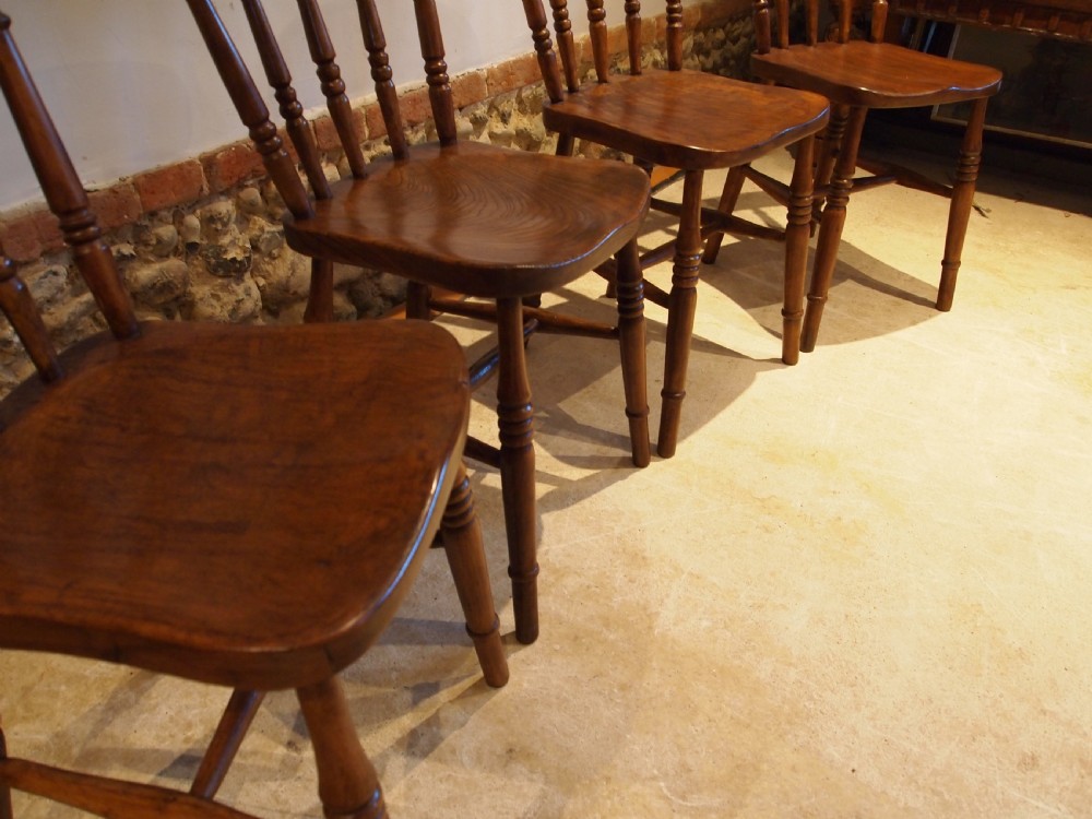 Chairs set of 4 Victorian Windsor kitchen chairs c1880 View V