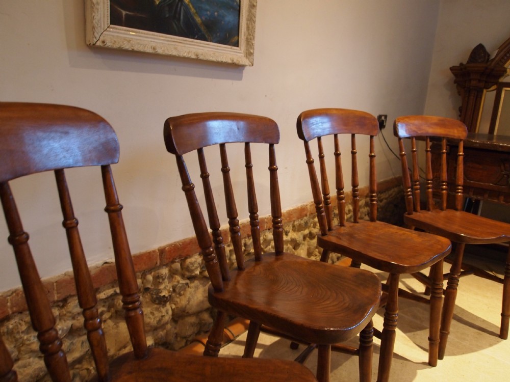 Chairs set of 4 Victorian Windsor kitchen chairs c1880 View IX