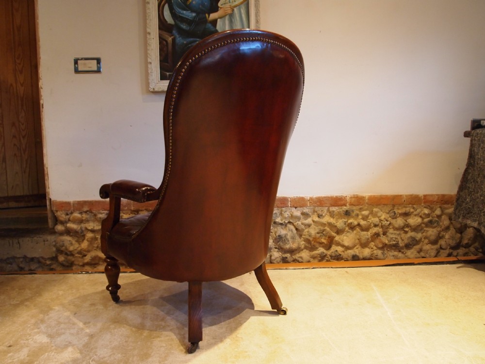 Chair stunning Victorian Walnut & leather armchair c1870 View XI