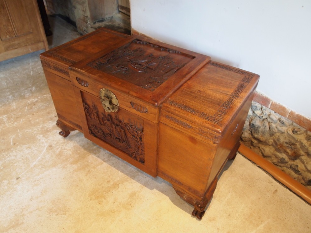 Chest trunk Coffer Outstanding Chinese Camphor wood c1920 View VIII