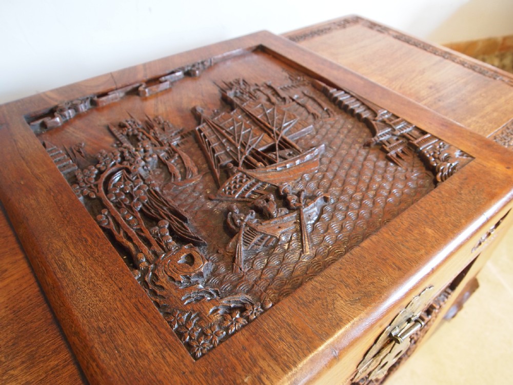 Chest trunk Coffer Outstanding Chinese Camphor wood c1920 View XI