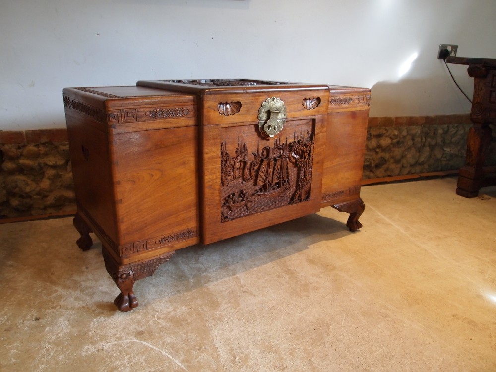Chest trunk Coffer Outstanding Chinese Camphor wood c1920 View XIII