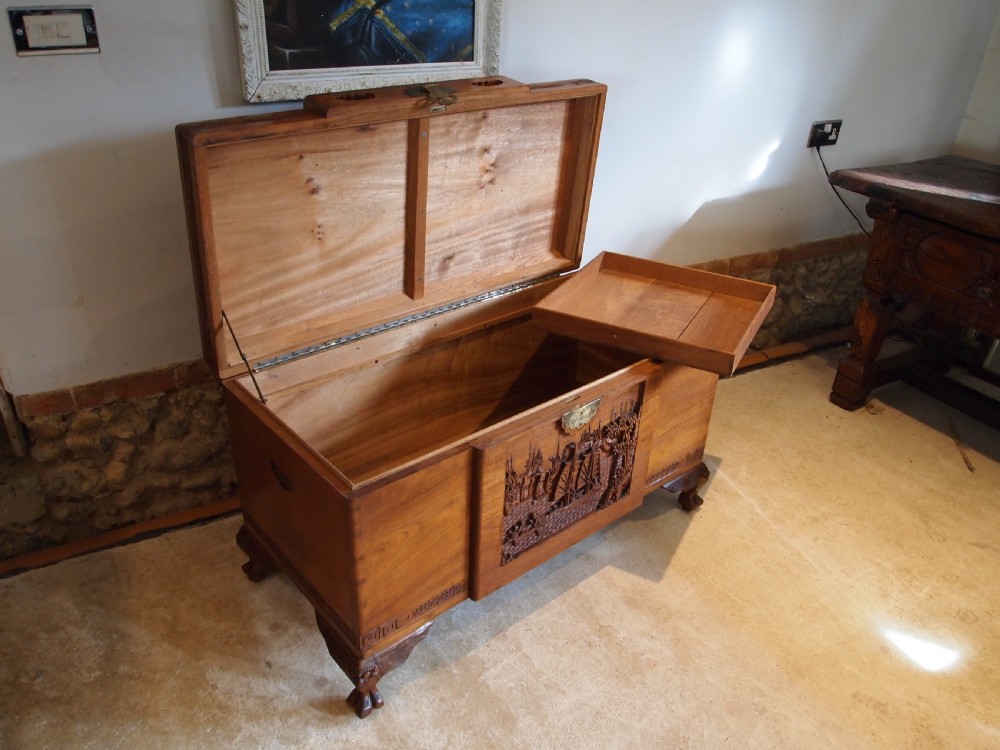 Chest trunk Coffer Outstanding Chinese Camphor wood c1920 View XV