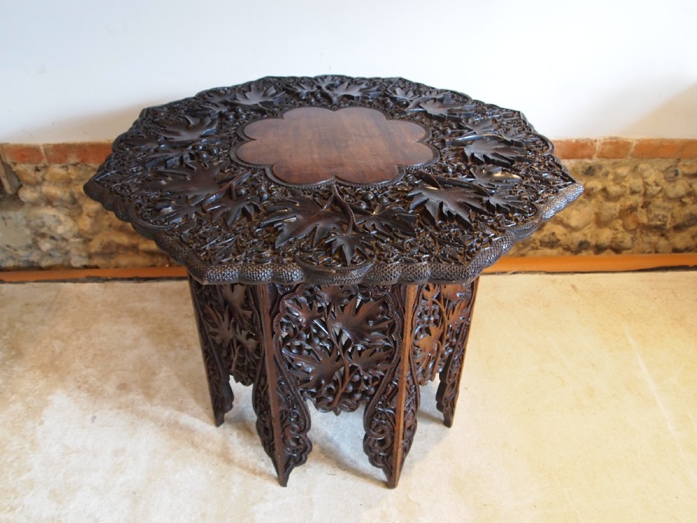 Table Fine 19th Century carved Burmese lamp hall side c1880