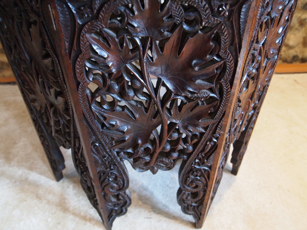 Table Fine 19th Century carved Burmese lamp hall side c1880 View IV