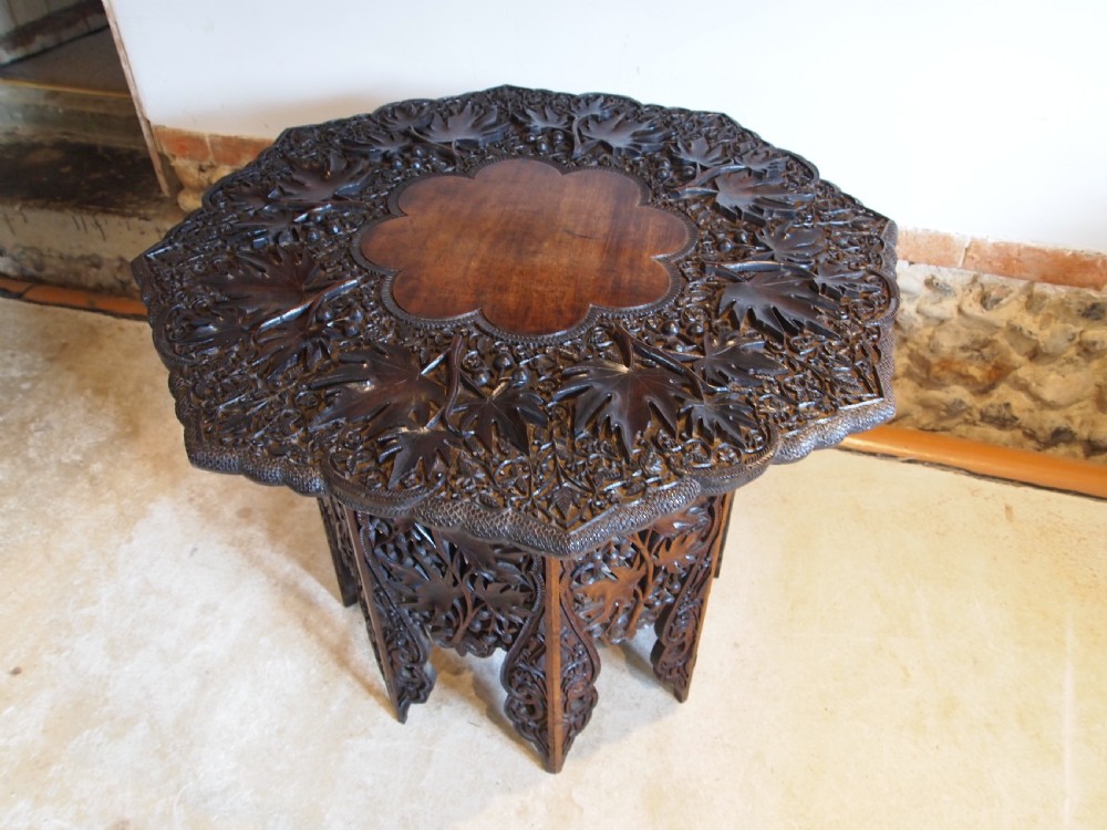 Table Fine 19th Century carved Burmese lamp hall side c1880 View VI