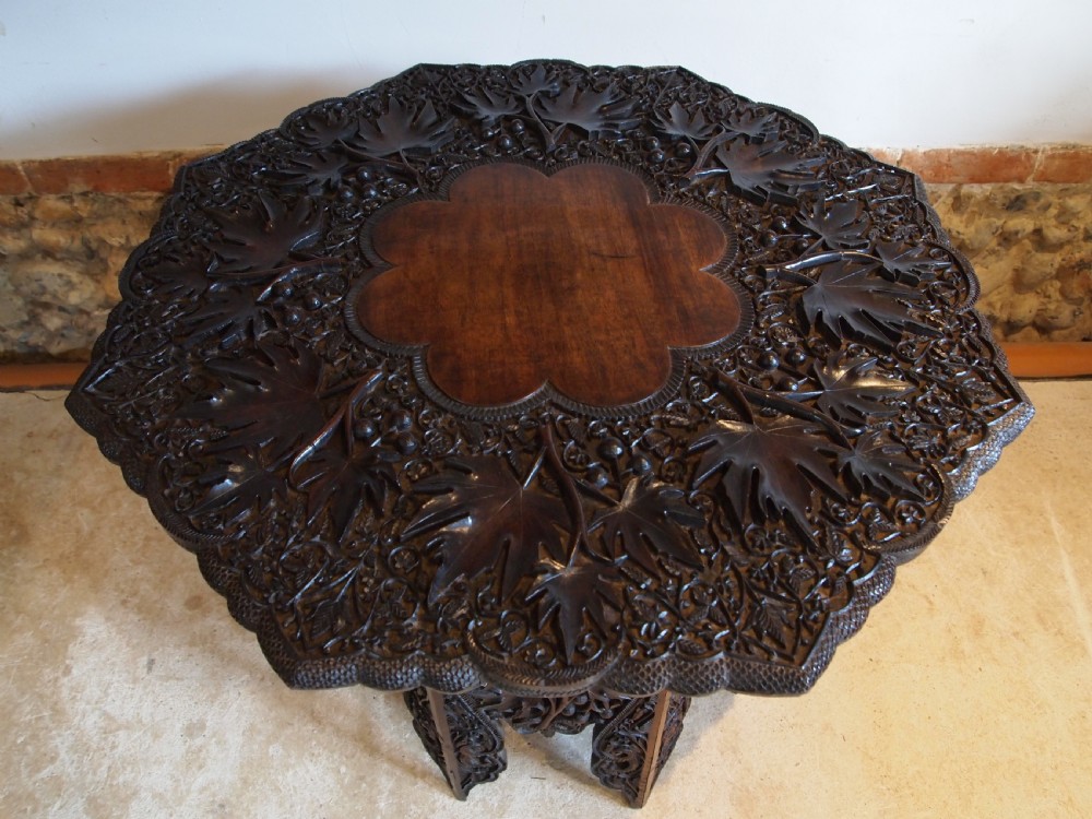 Table Fine 19th Century carved Burmese lamp hall side c1880 View VIII