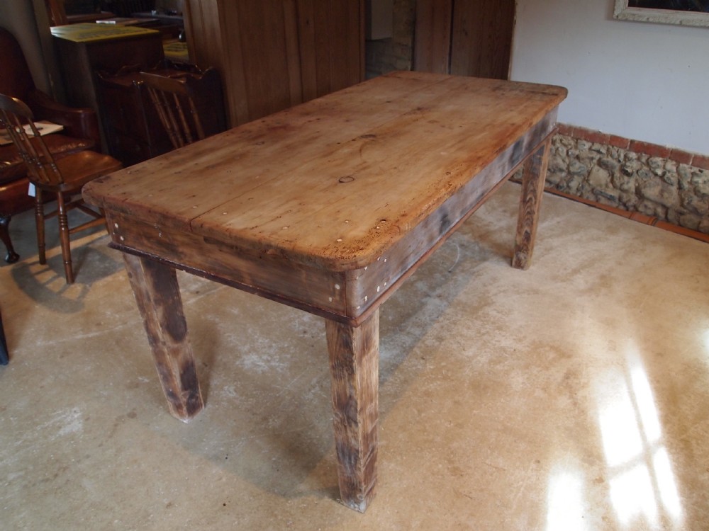 Table Edwardian refectory farmhouse Deal rustic seats 6-8 c1900 View VIII