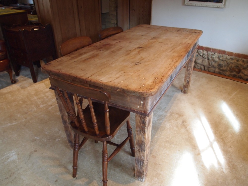 Table Edwardian refectory farmhouse Deal rustic seats 6-8 c1900 View IX