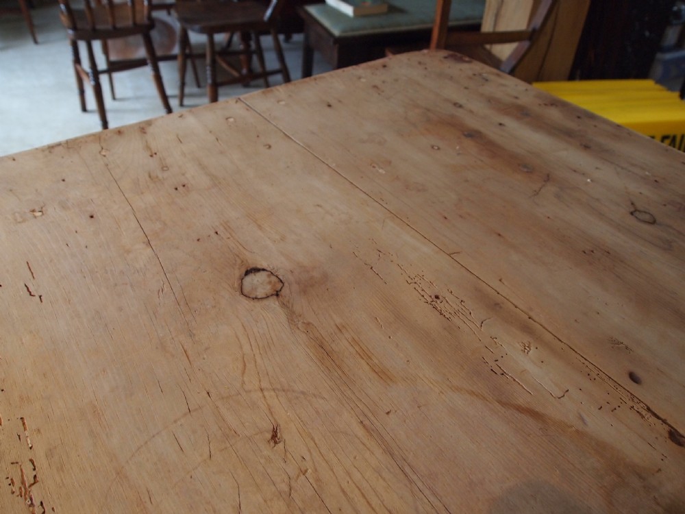Table Edwardian refectory farmhouse Deal rustic seats 6-8 c1900 View X