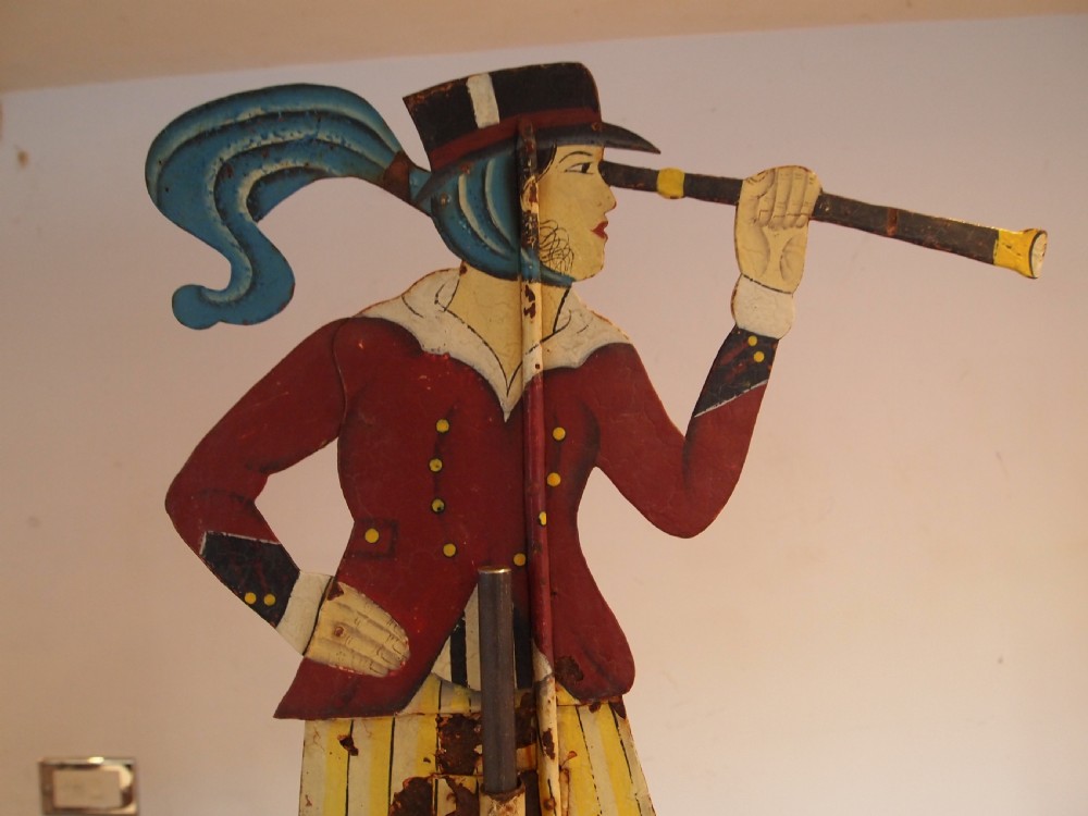 Weather vane very rare Folk art Maritime enamel lady c1900   View V